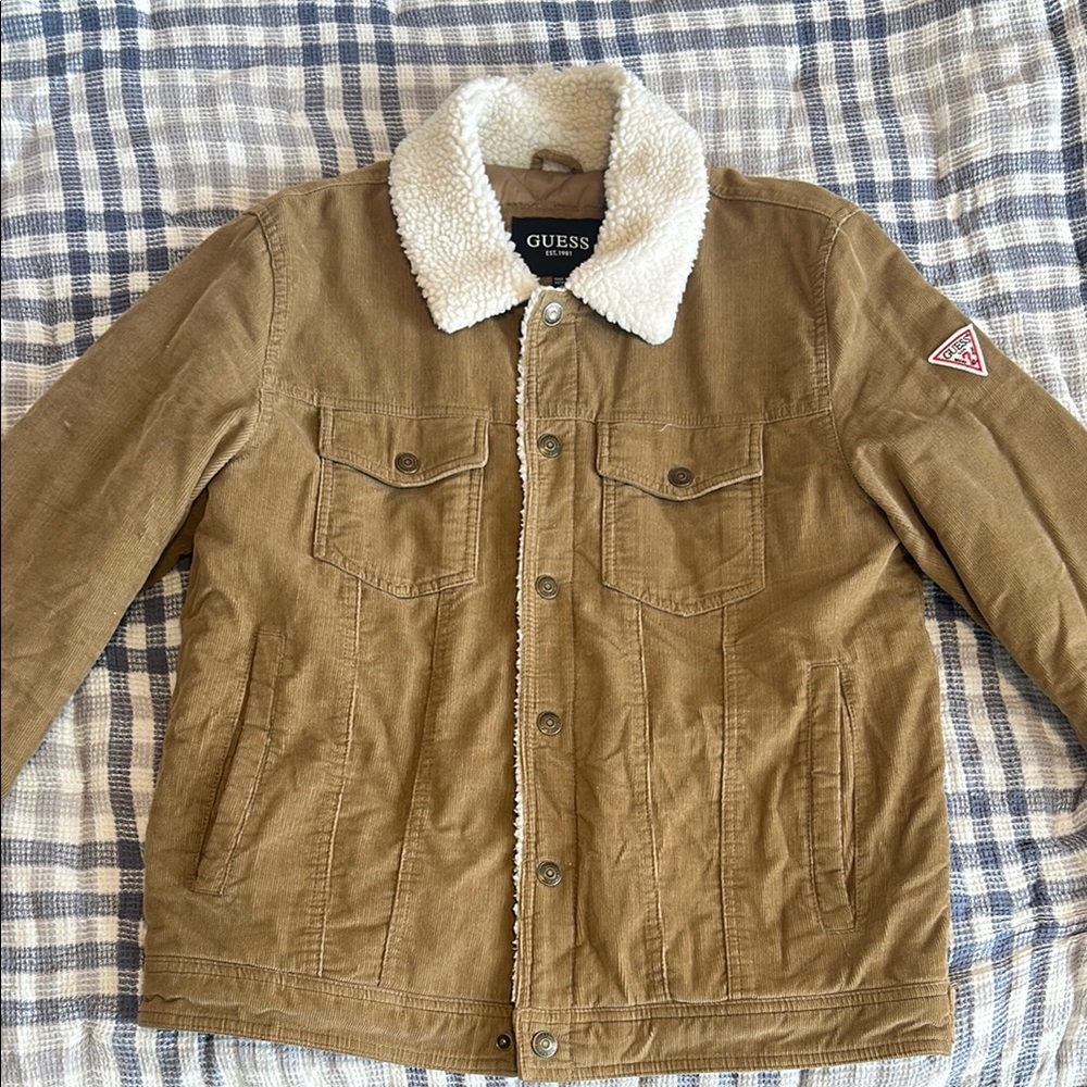GUESS Men's Brown Sherpa-Lined Jacket